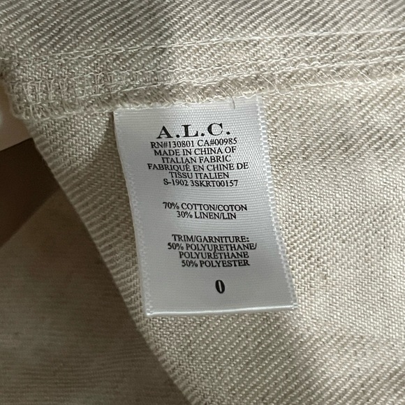 A.L.C. Cami Cotton Linen Cream Leather Belted A-line Silhouette Pockets Sz 0 - Picture 6 of 10
